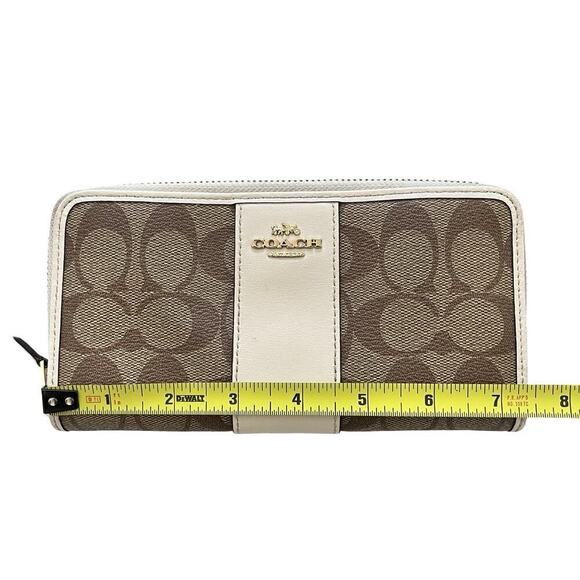 Coach Canvas Long Slim Zip Wallet F54630 Monogram Light Khaki/Chalk - Picture 4 of 8